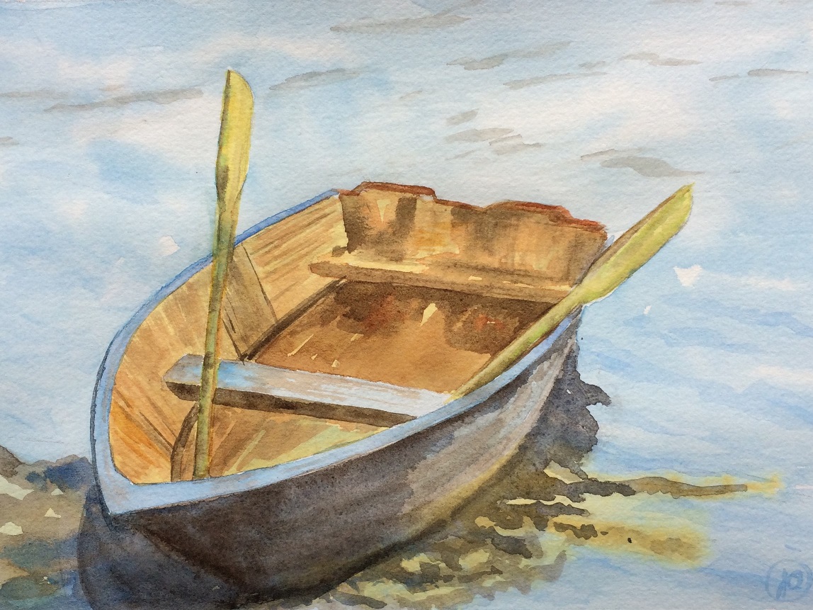 Rowboat, watercolor 7x9, by Janice Anthony